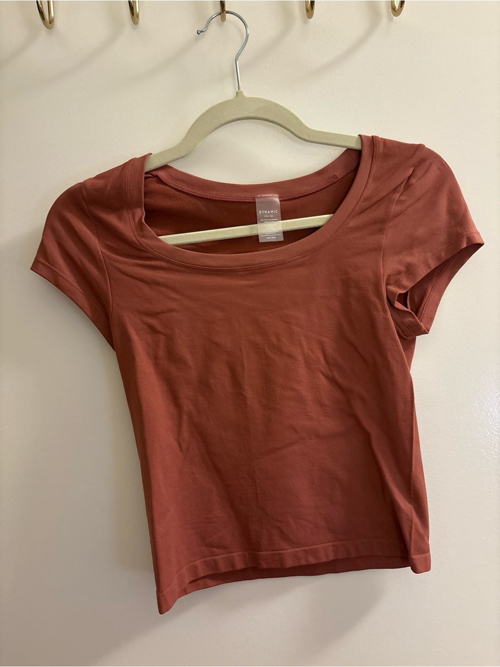 Dynamic Scoop Neck Short Sleeve Tee in Rust